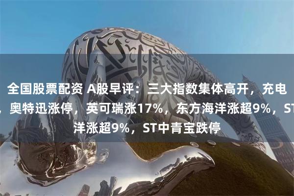 全国股票配资 A股早评：三大指数集体高开，充电桩概念活跃，奥特迅涨停，英可瑞涨17%，东方海洋涨超9%，ST中青宝跌停