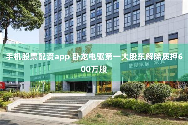 手机股票配资app 卧龙电驱第一大股东解除质押600万股
